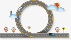 汽车圆形公路创意公路插画素矢量图素材