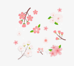 彩色樱花枝装饰图案日本素材