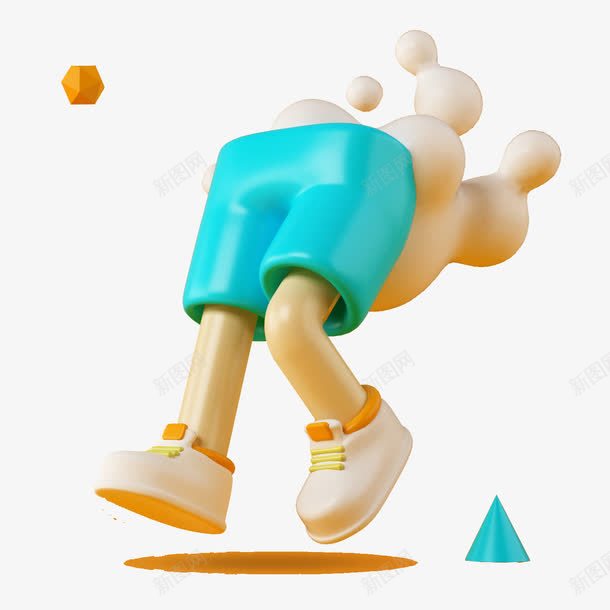 创意人物行走png免抠素材_新图网 https://ixintu.com 3D c4d 三维立体 卡通 场景合成 漫画 行走 走路