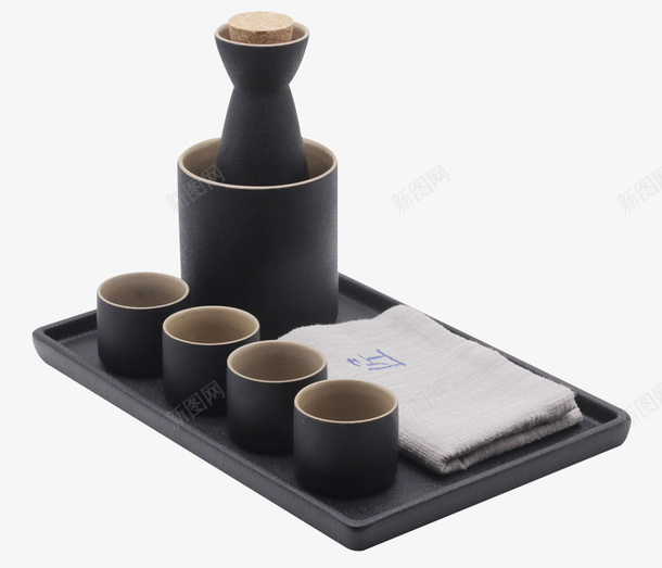 日式禅墨风陶瓷酒杯套装png免抠素材_新图网 https://ixintu.com 套装 家用 日式 盘子 矢量日本酒杯 禅墨风 酒盅 陶瓷酒杯 黑陶