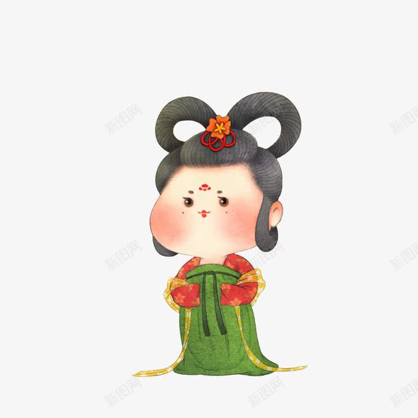 卡通彩绘胖美人杨玉环png免抠素材_新图网 https://ixintu.com 卡通彩绘 唐人 唐明皇杨贵妃 杨玉环 樱桃小嘴 胖美人