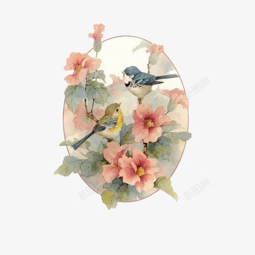 花鸟画图psd免抠素材_新图网 https://ixintu.com 中国画 国画 水墨彩色画 花鸟画