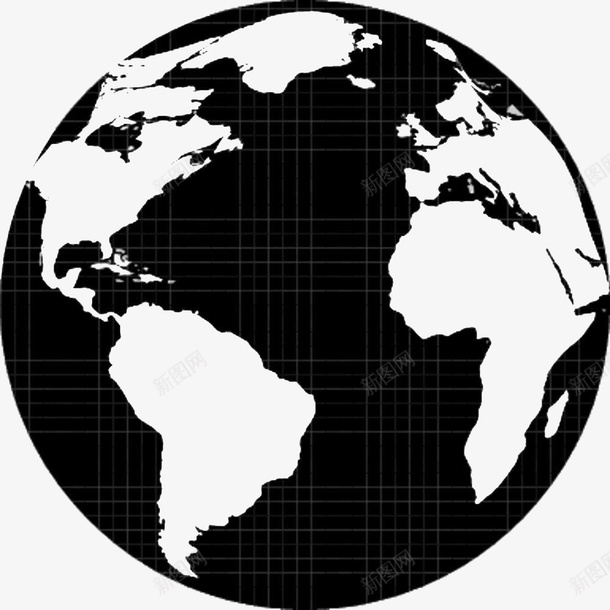 平面黑白透明地球图案图标png_新图网 https://ixintu.com 地球 地球黑白 平面 经纬度 装饰图案 透明 黑白风格