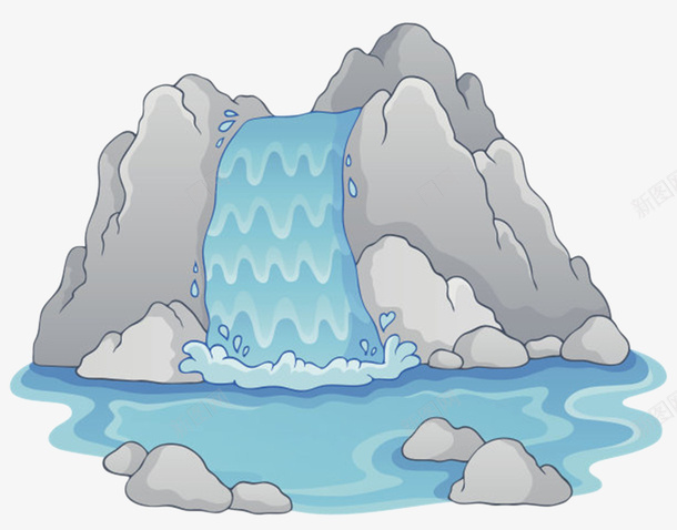 卡通手绘石子山流水png免抠素材_新图网 https://ixintu.com 免扣 免费下载 卡通石子 大小不一 小石头 山 路面 道路 铺路 鹅卵石