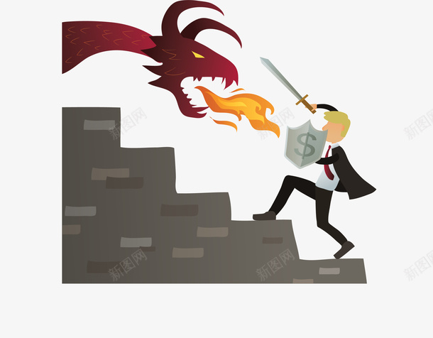 登上台阶勇斗恶龙png免抠素材_新图网 https://ixintu.com 上台阶 不畏困难 勇斗恶龙 恶势力 恶龙 矢量png