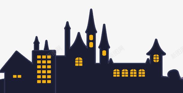 城市夜晚灯光png免抠素材_新图网 https://ixintu.com 中秋节 优惠 促销 喜庆 城市黑影 字体 打折 折扣 排版 文字 月光 活动 艺术字 节日 黑夜