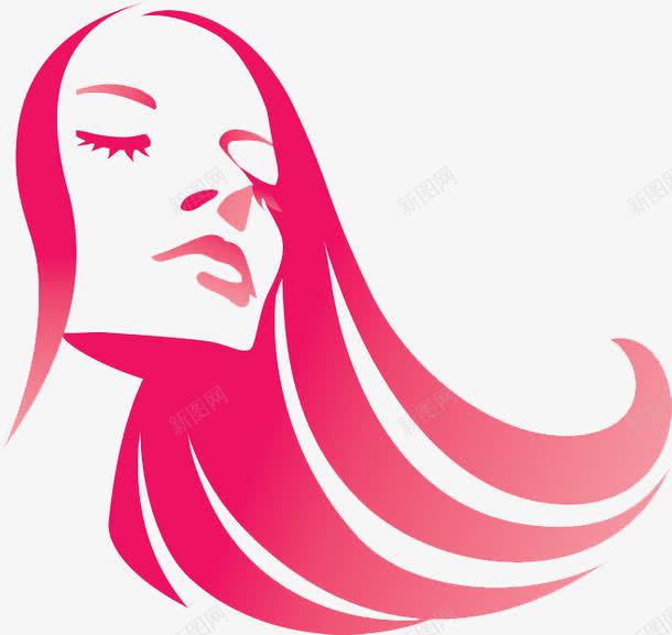 闭着眼睛的女孩png免抠素材_新图网 https://ixintu.com 卡通美女 头像 秀发 粉色 美容美发