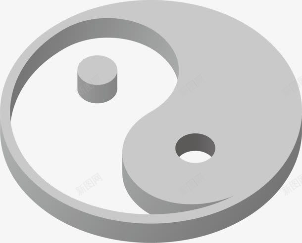 灰色太极图案png免抠素材_新图网 https://ixintu.com 太极图 太极图案