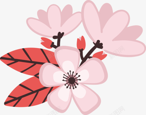 桃花花朵一支桃花矢量图图标图标