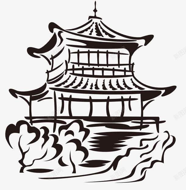 简笔画png免抠素材_新图网 https://ixintu.com 古建 宏伟 简笔画 阁楼