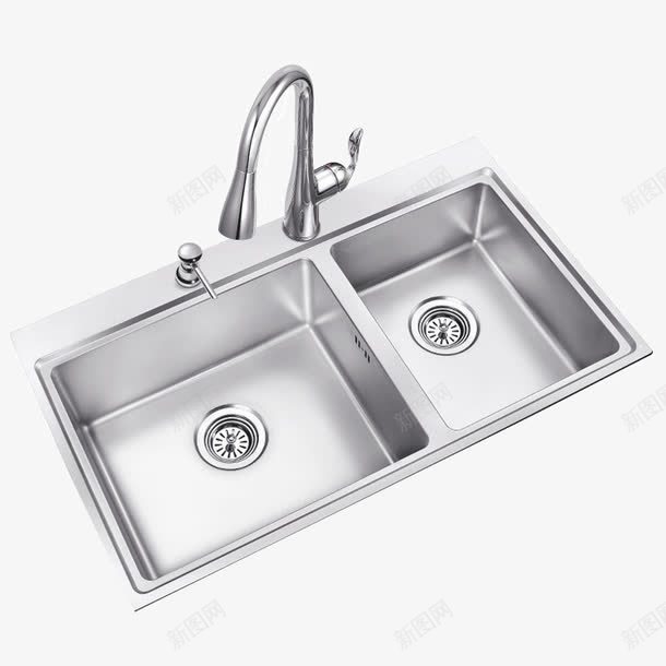 水槽双槽套餐png免抠素材_新图网 https://ixintu.com 不锈钢 产品实物 加厚加深 厨房淘菜盆 水槽
