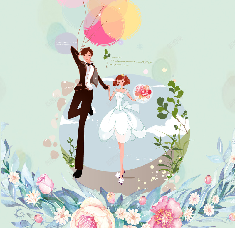 婚纱摄影蓝色手绘花卉婚礼宣传易拉宝psd高清背景_新图网 https://ixintu.com 婚庆展架 婚纱拍摄 婚纱摄影 我们结婚啦 新娘 新郎 浪漫 结婚周年庆 见证爱情