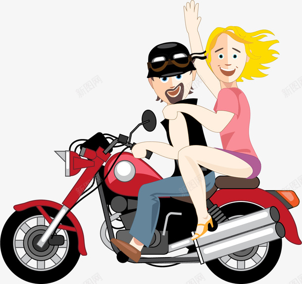 手绘骑摩托车的男女矢量图ai免抠素材_新图网 https://ixintu.com 手绘 时尚 矢量图 骑摩托车的男女 骑机车