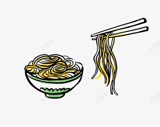 手绘中国传统食物矢量图ai免抠素材_新图网 https://ixintu.com 手绘中国传统食物面条碗筷 矢量图