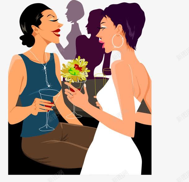 喝红酒的闺蜜团人物png免抠素材_新图网 https://ixintu.com 交谈 卡通女性 喝红酒的人 矢量女性 红酒 酒会 酒杯 饮酒