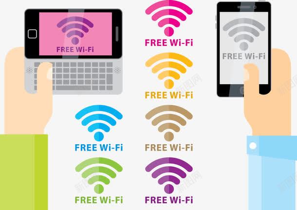 手机连接WIFI图标png_新图网 https://ixintu.com WIFI 信号 手机 网络 键盘