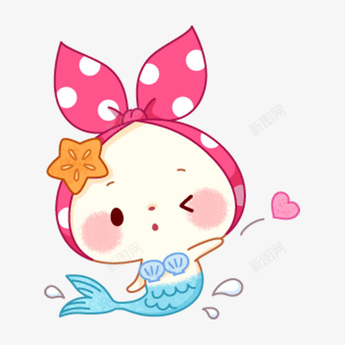 可爱的美人鱼png免抠素材_新图网 https://ixintu.com png图形 png装饰 卡通 美人鱼 美人鱼图案 蝴蝶结 装饰