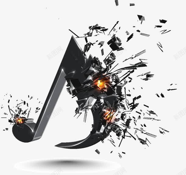 黑色爆炸飞溅音乐符号png免抠素材_新图网 https://ixintu.com 爆炸 符号 音乐 飞溅 黑色