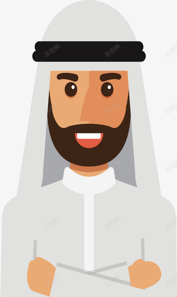卡通微笑的阿拉伯人