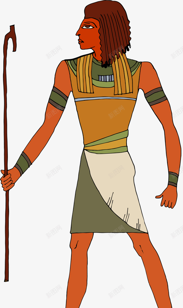 卡通人物古埃及人矢量图