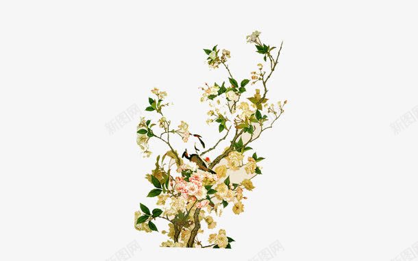 二十四番花信风梨花png免抠素材_新图网 https://ixintu.com 单页 插画 梨花树 海报 点缀