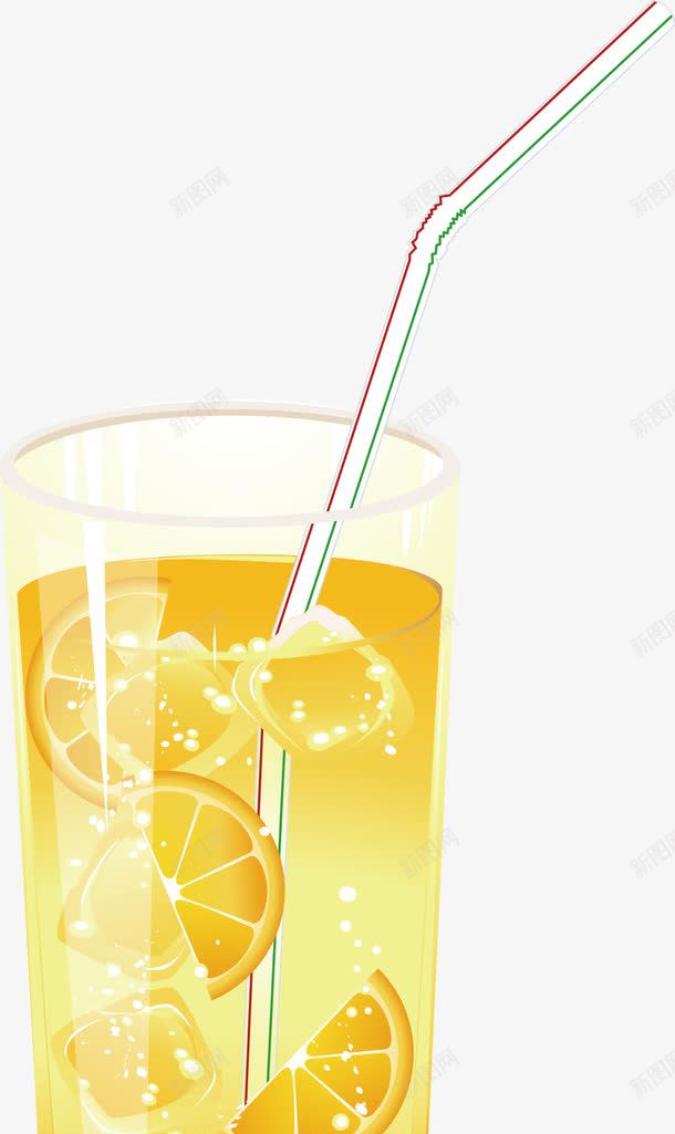 新鲜的柠檬汁矢量图ai免抠素材_新图网 https://ixintu.com 吸管 橙汁 水果 泳池派对 玻璃杯 矢量图
