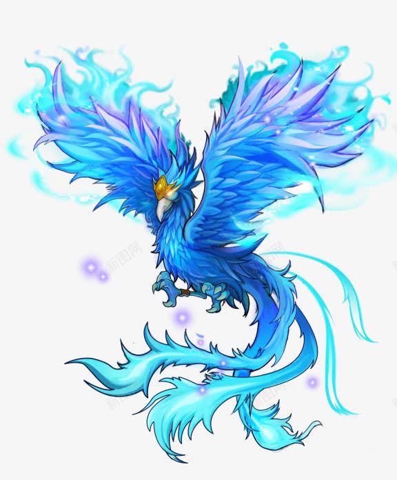 卡通火凤凰图标png_新图网 https://ixintu.com 卡通 图标 涅槃重生 火凤凰 蓝色 霸气