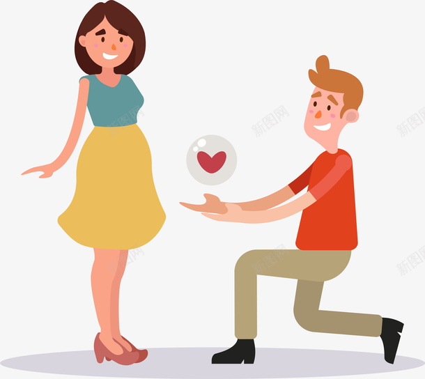 男生求婚示爱卡通图案矢量图ai免抠素材_新图网 https://ixintu.com 单脚跪地 单膝下跪 卡通 情侣插画 求婚示爱 矢量图 矢量图案 约会 跪下的姿势