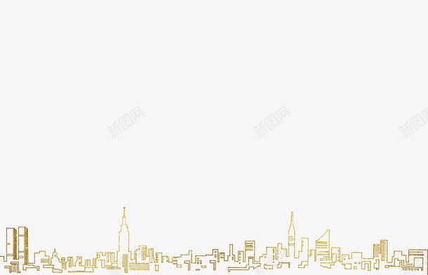 金色城市剪影png免抠素材_新图网 https://ixintu.com 剪影 素材 都市 金色