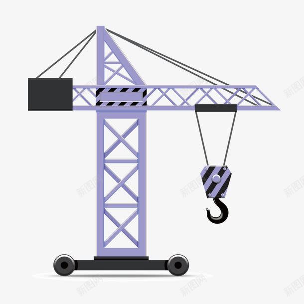 蓝色塔吊png免抠素材_新图网 https://ixintu.com 卡通塔吊 塔吊 工地 工地塔吊 建筑 矢量吊车
