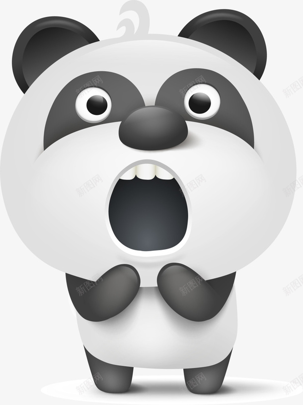 卡通呆萌熊猫png免抠素材_新图网 https://ixintu.com 卡通熊猫 发怒熊猫 可爱熊猫 呆萌熊猫 惊讶 白色牙齿 黑白熊猫