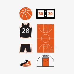 篮球球鞋球衣篮球场系列素材