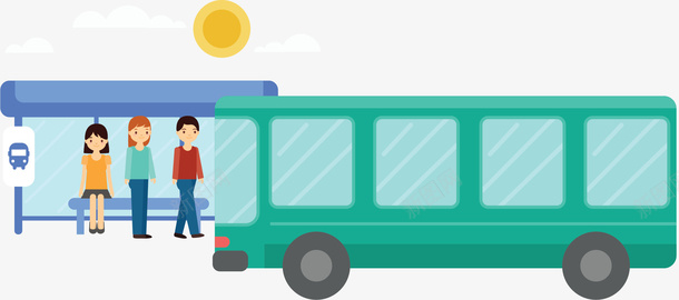 排队上车等公交的人png免抠素材_新图网 https://ixintu.com 上车 公交车 排队上车 矢量png 等公交 等车的人