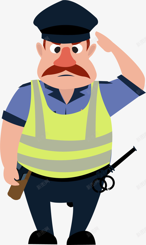 可爱卡通交警矢量图ai免抠素材_新图网 https://ixintu.com 交警 卡通 反光衣 小警察 敬礼 民警 矢量图 警务人员 警卫 警官 警察 警长