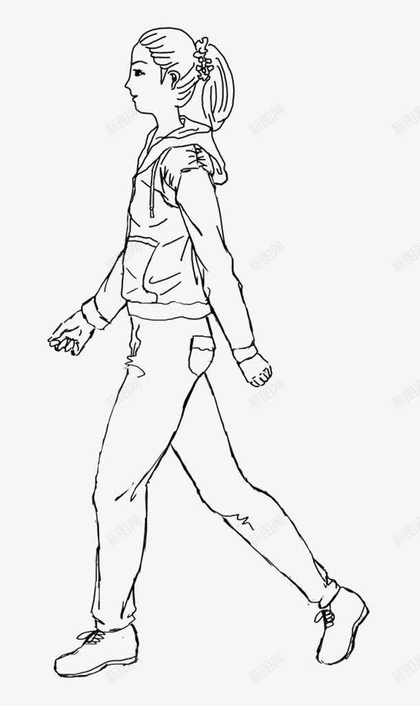行走的女孩png免抠素材_新图网 https://ixintu.com 女孩 手绘 行走 路人 马尾