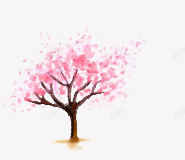 粉色桃花树png免抠素材_新图网 https://ixintu.com PNG图形 手绘 桃树 桃花树 花朵 装饰