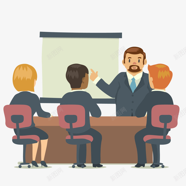 卡通商务会议人物矢量图ai免抠素材_新图网 https://ixintu.com 人物设计 会议 卡通 商务人士 开会 探讨 讲解 矢量图