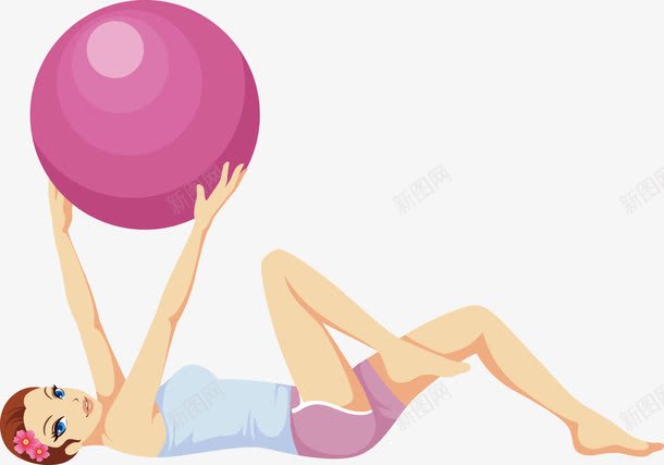 有氧运动png免抠素材_新图网 https://ixintu.com 有氧 瑜伽球 美女 运动