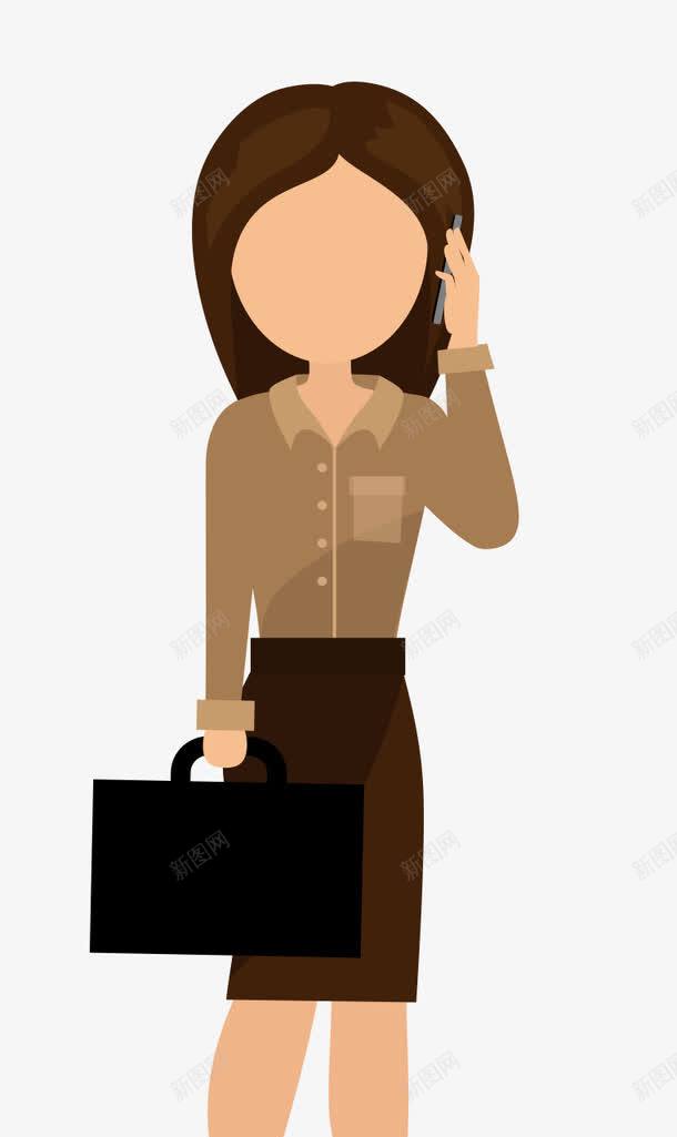 正在打电话的女性png免抠素材_新图网 https://ixintu.com 公事包 卡通 商务 商务出差 女子 女性 女职员 扁平化商务女士 手机 白领 职员 职场人物