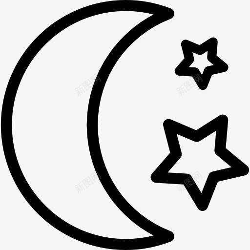 晚上图标png_新图网 https://ixintu.com 半个月亮 星星 月亮 月亮相 睡觉 自然