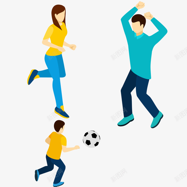 一家三口踢足球插画png免抠素材_新图网 https://ixintu.com 一家三口踢足球插画 亲子游戏 儿童 女人 家庭 户外活动 男人 踢足球