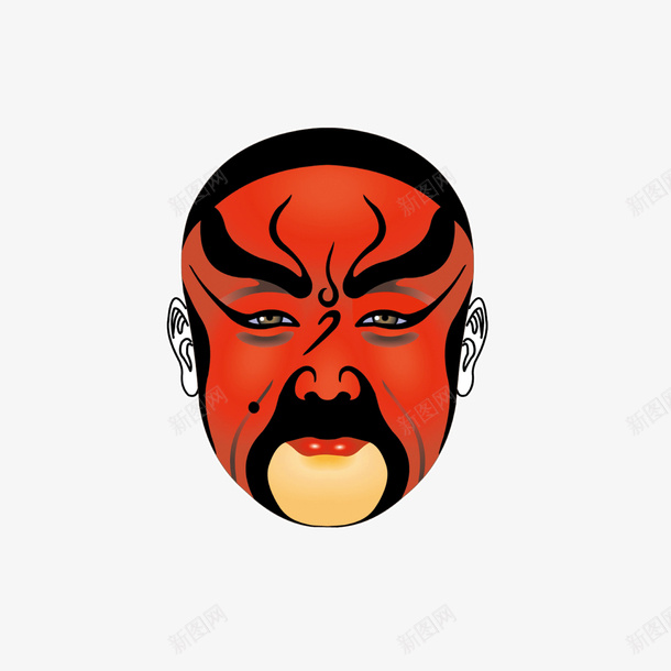 京剧脸谱红脸png免抠素材_新图网 https://ixintu.com 京剧 北京 国粹 红脸 红色的 脸谱