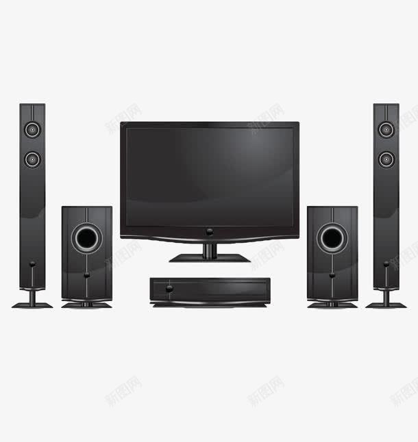黑色手绘音响影视设备png免抠素材_新图网 https://ixintu.com 家庭影院 手绘 放映设备 电视 私人影院 音响 黑色