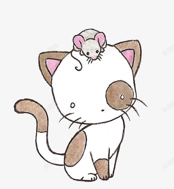 猫咪png免抠素材_新图网 https://ixintu.com 儿童画 儿童蜡笔画 幼儿园 彩绘 手绘 猫咪 简笔画 老鼠 蜡笔画