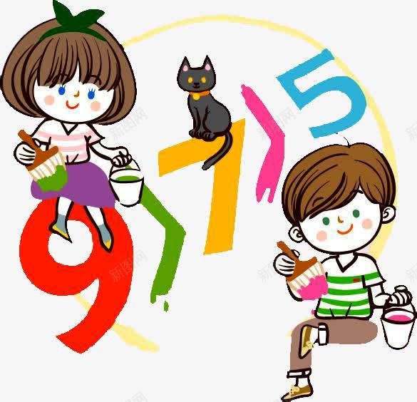 坐在数字上拿着油桶画画的小女孩png免抠素材_新图网 https://ixintu.com 卡通 卡通素材 小女孩 数字 油桶 男孩 画画