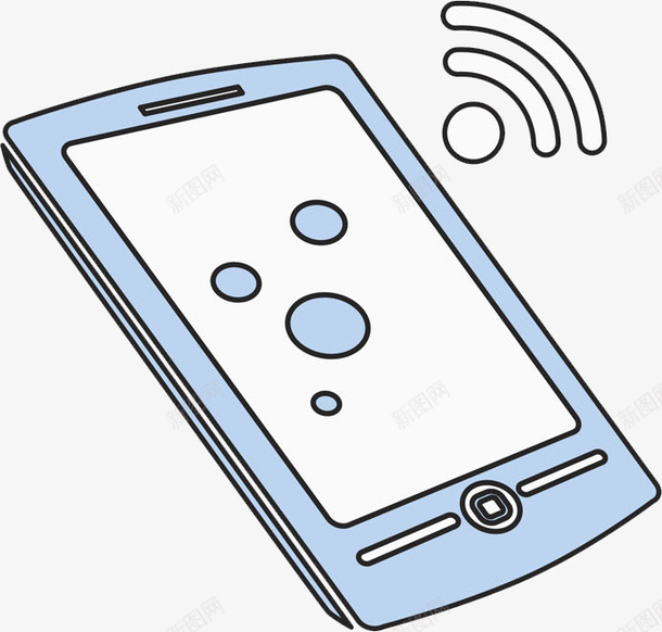蓝色手机png免抠素材_新图网 https://ixintu.com WiFi 信号 卡通 手机 手绘 智能手机 蓝色 通讯设备