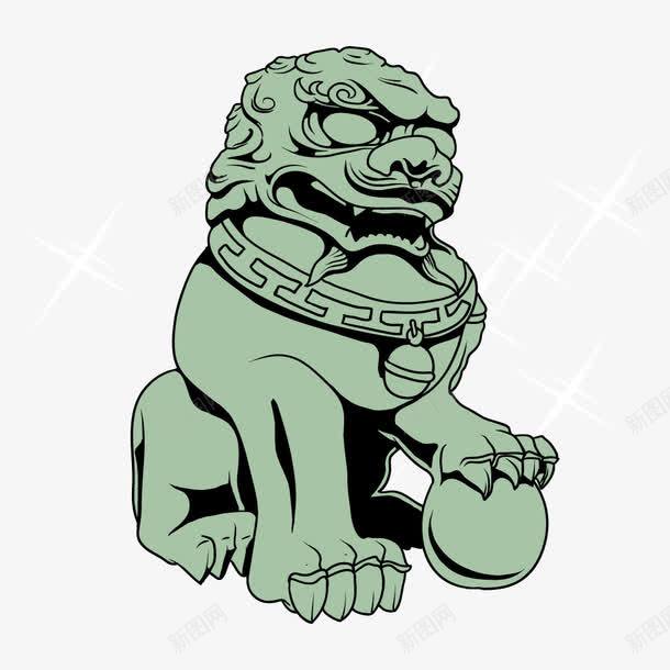 石狮子png免抠素材_新图网 https://ixintu.com 石狮子 门神 青石狮子