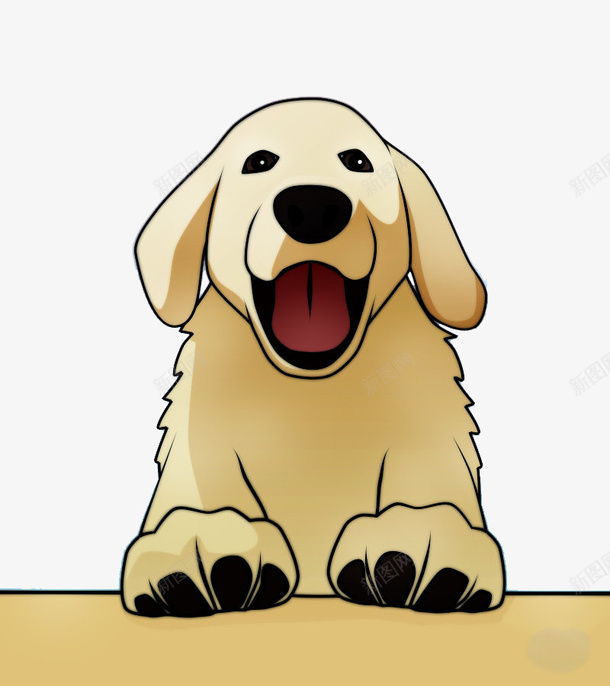 友善的狗狗png免抠素材_新图网 https://ixintu.com 善良 忠诚 白色的毛 萌萌的狗狗 金毛卡通 高兴地眼神 黑色的爪子