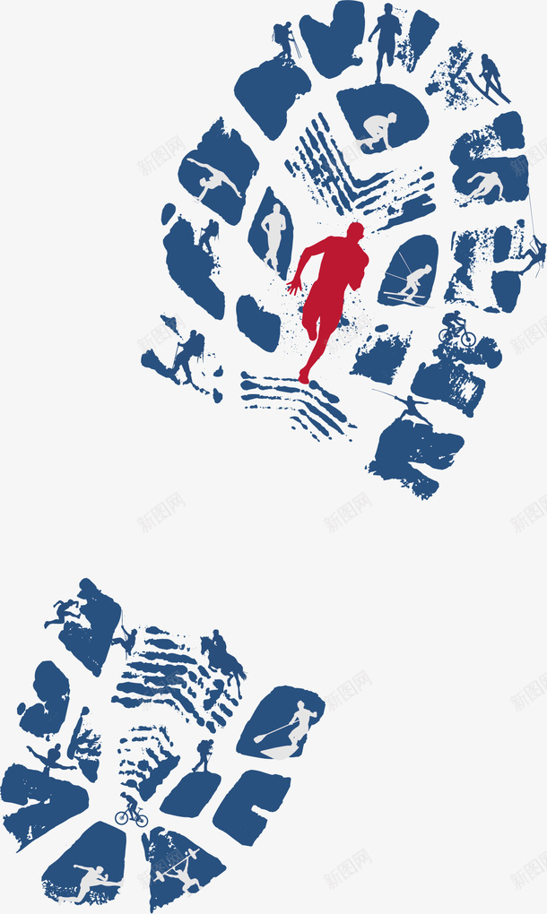蓝色脚印图标矢量图ai_新图网 https://ixintu.com 创意 卡通 商务 图标 封面 广告 彩色手绘 脚印 蓝色 矢量图