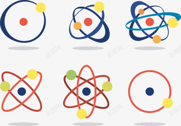 旋转分子合集png免抠素材_新图网 https://ixintu.com 360度旋转 圆圈 圆点 穿插 红色 结构 蓝色